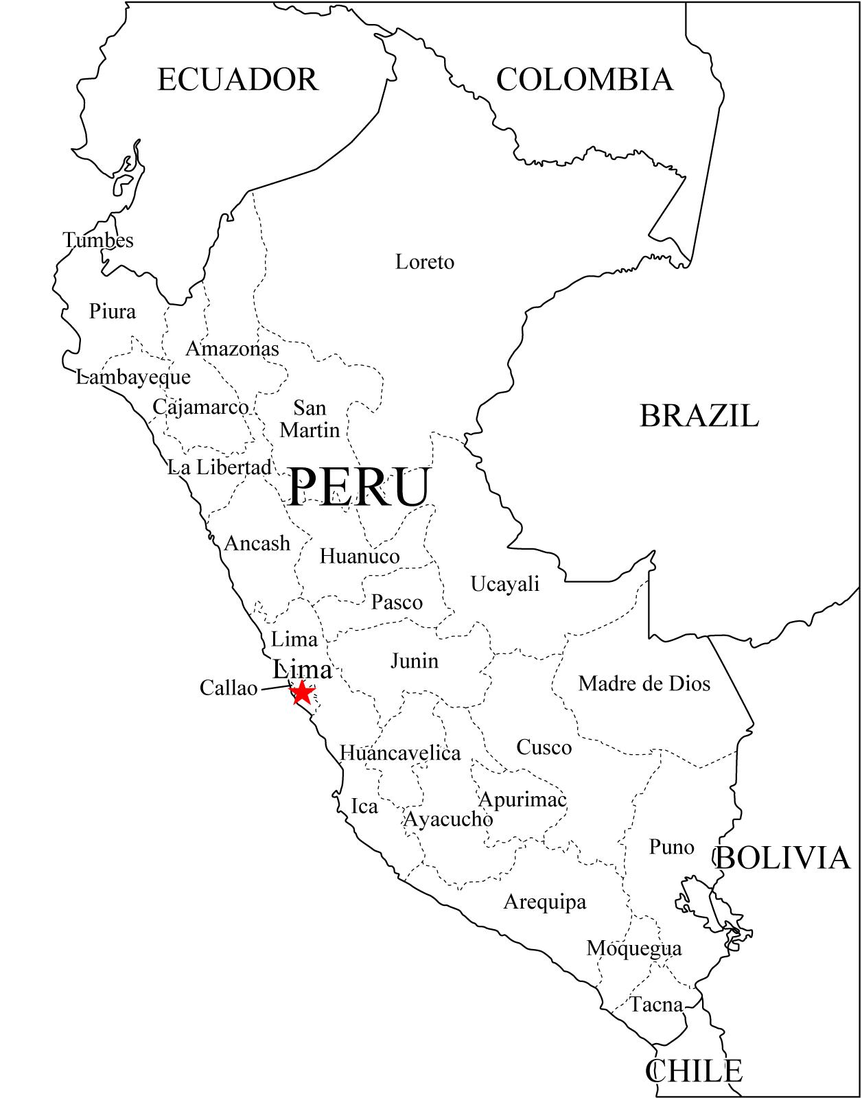 mapa del perú para colorear